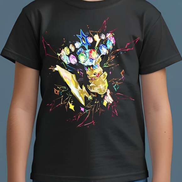 Pikachu Prismatic Inspired Fanart Kid Graphic T-shirt - Picture 3 of 4